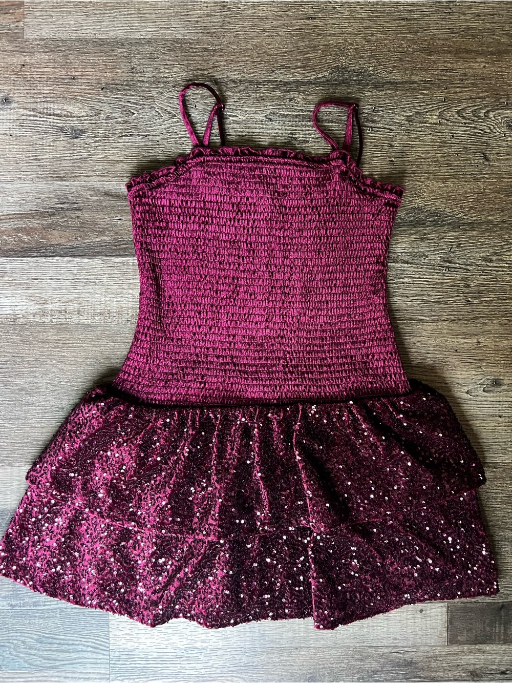 art class Sequin/Velour Dress - Burgundy